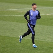 Cenk, el pasado lunes en el entrenamiento del Real Valladolid.