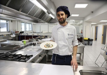 Receta de trucha con pilpil, torreznos de su piel y huerto de verduras, por Víctor Sanz