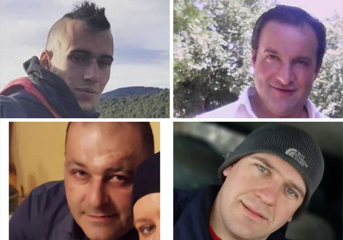 David Álvarez, Iván Radío, Jorge Carro y Rubén Souto, cuatro de los cinco mineros fallecidos en la mina de Cerredo.