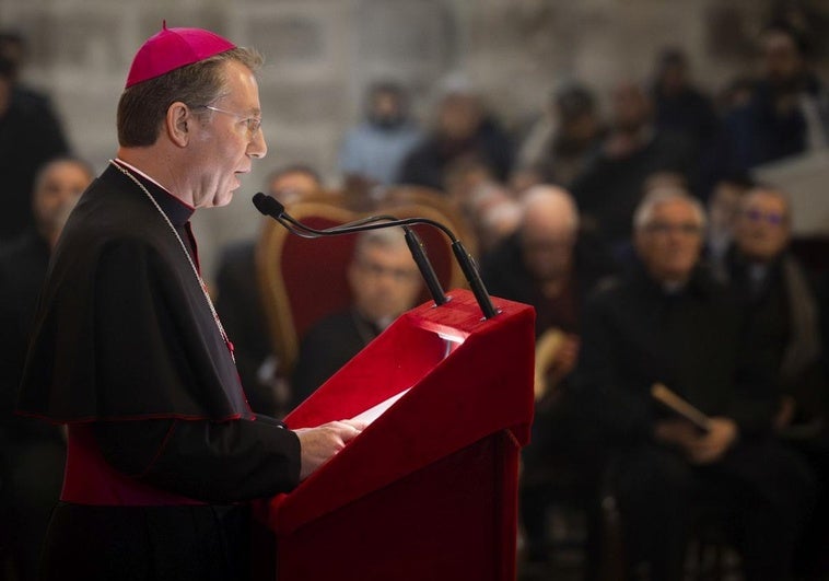 Aurelio García durante su pregón en la Catedral.