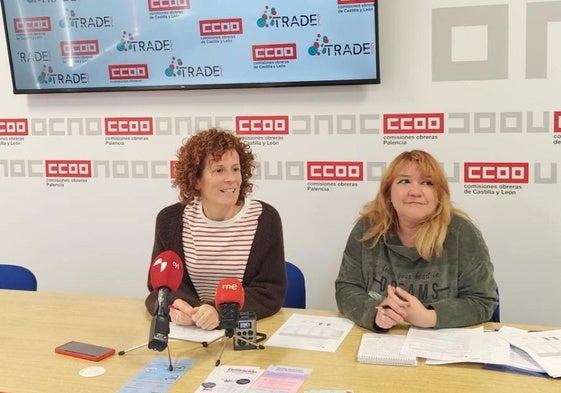 Elena Villamediana, secretaria de CC OO, con Ana María Vallejo, presidenta de Tradecyl.