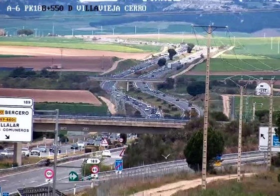 Aspecto de la A-6, en el punto kilométrico 188, dirección a Villavieja del Cerro.