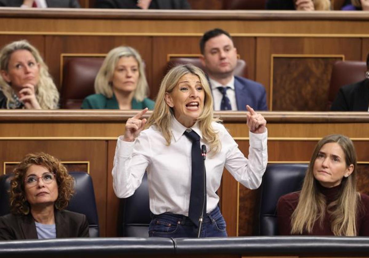 Yolanda Díaz, el 19 de marzo en el Congreso.