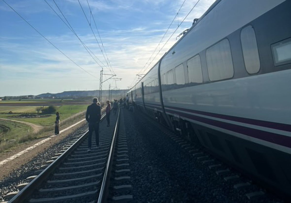 El Alvia que viajaba de Vitoria a Valladolid, parado y con los pasajeros en las vías a escaso kilómetros de Venta de Baños.