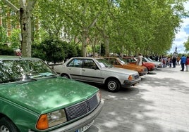 Varios de los Renault 18 expuestos este sábado en la Acera de Recoletos.