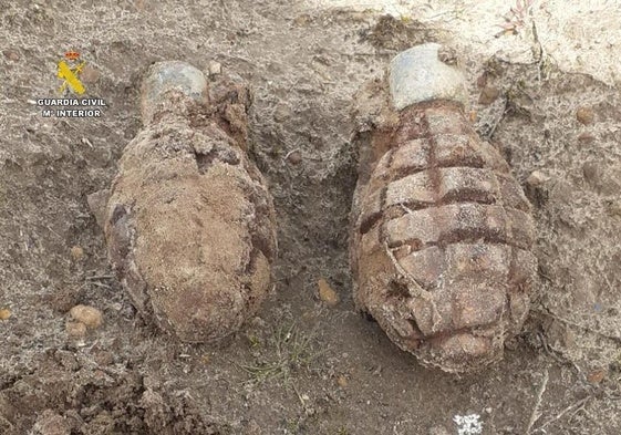 Granadas detonadas por la Guardia Civil.