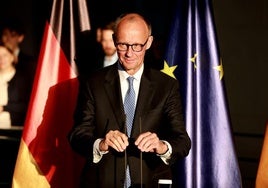 El conservador Friedrich Merz, tras su investidura ayer en el Bundestag.