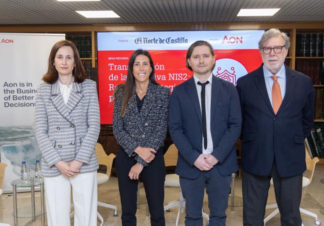 Beatriz García (INCIBE), Patricia Sáez (AON), Marcos Román (Acor) y Santiago Aparicio (CEOE CyL)