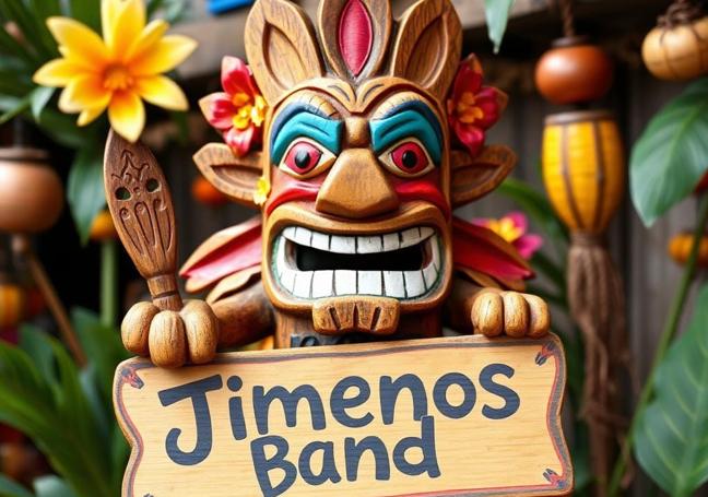 Vaso tiki para cócteles de la ronería Tiki Domingo en honor a Jimenos Band.
