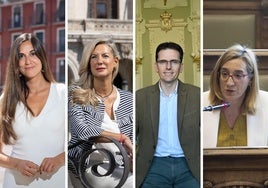 Los portavoces en el Ayuntamiento de Valladolid: Blanca Jiménez (PP), Irene Carvajal (Vox), Pedro Herrero (PSOE) y Rocío Anguita (Toma la Palabra)