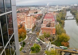 Imagen aérea de la avenida de Burgos de la capital vallisoletana.