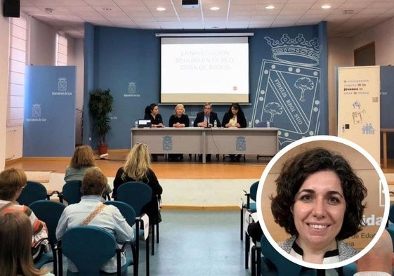 Ponencia sobre la navegación segura en Íscar. En el círculo, Pilar Ponce.