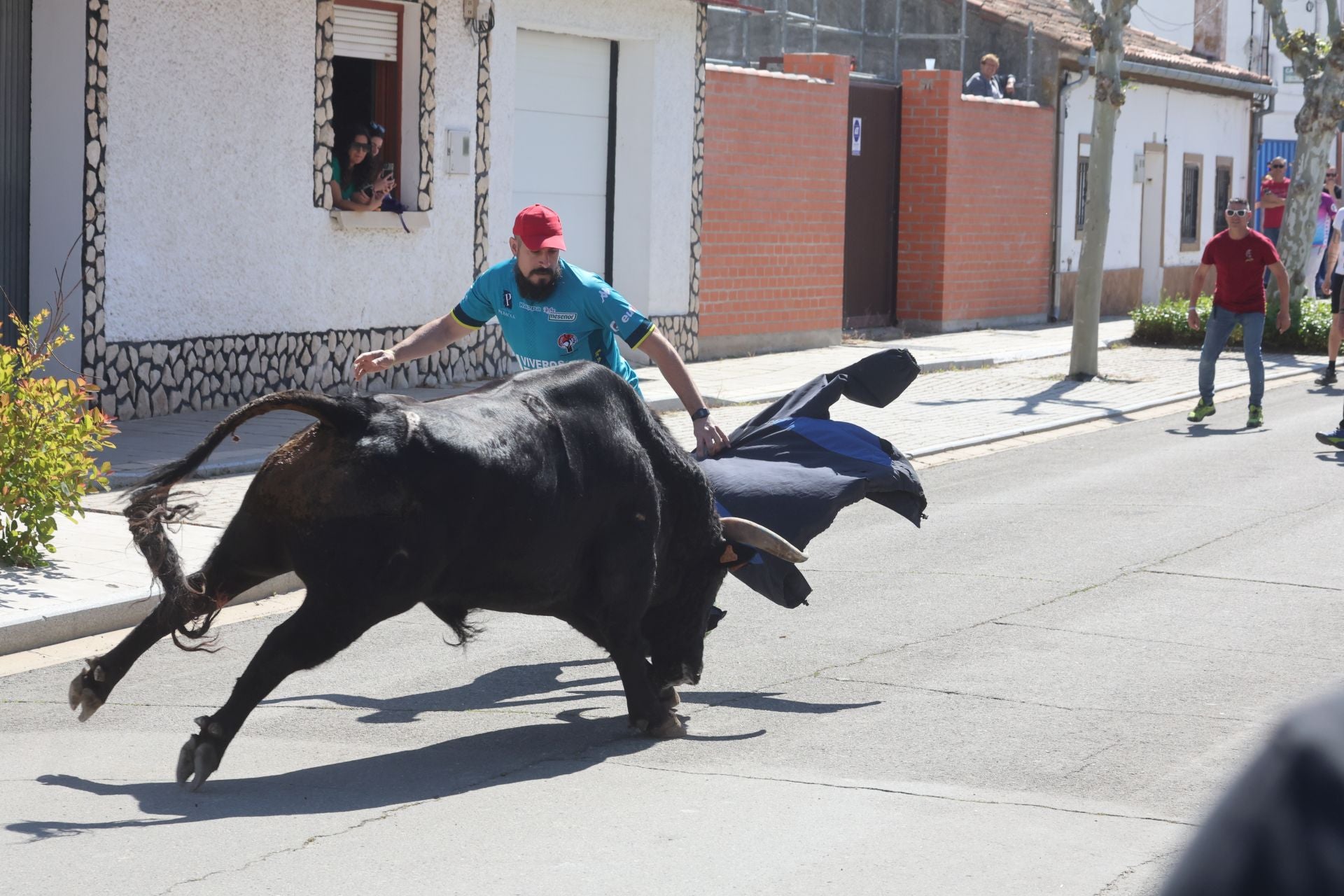 Encierro matutino del domingo en Aldeamayor de San Martín