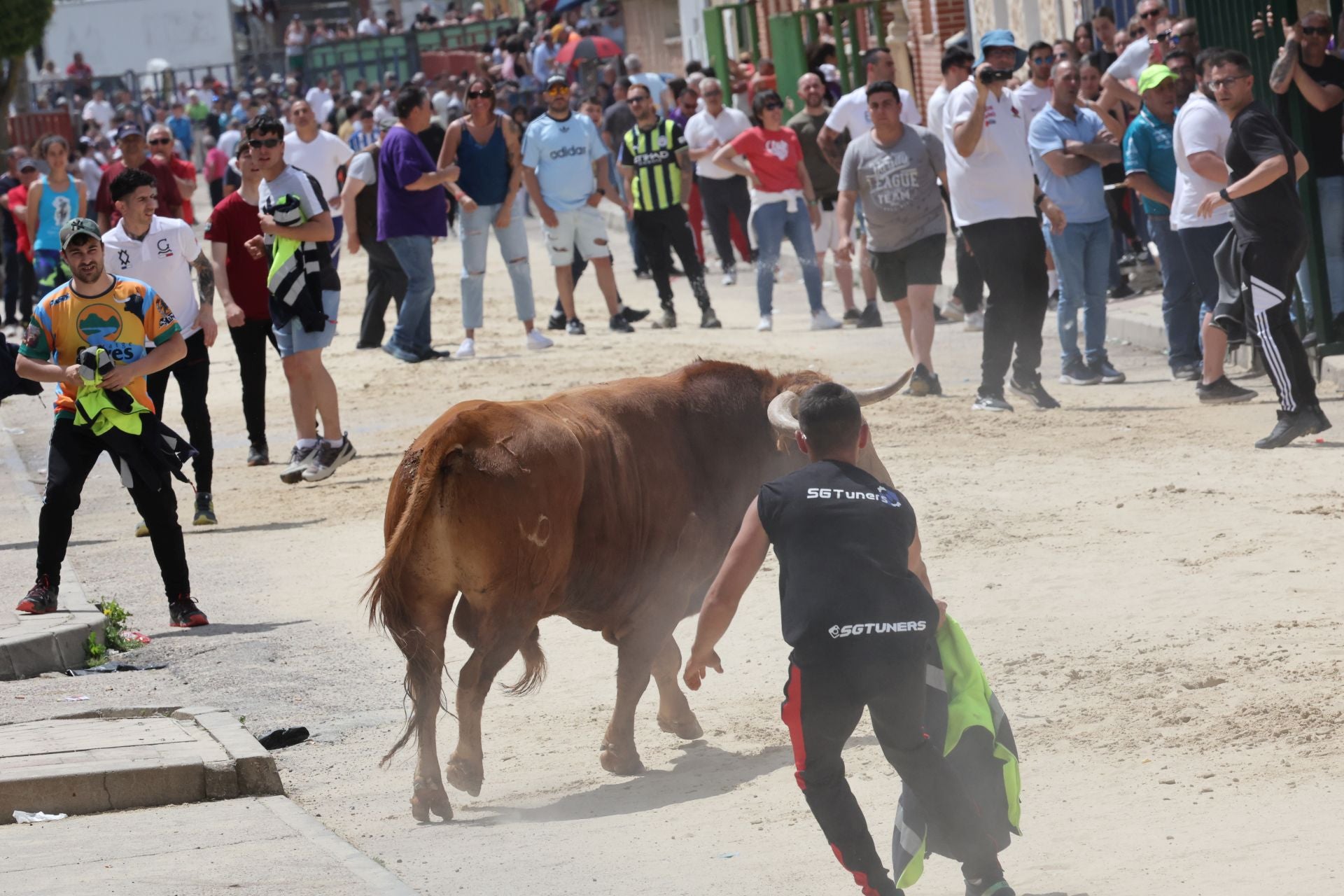 Encierro del domingo por la mañana en Valdestillas