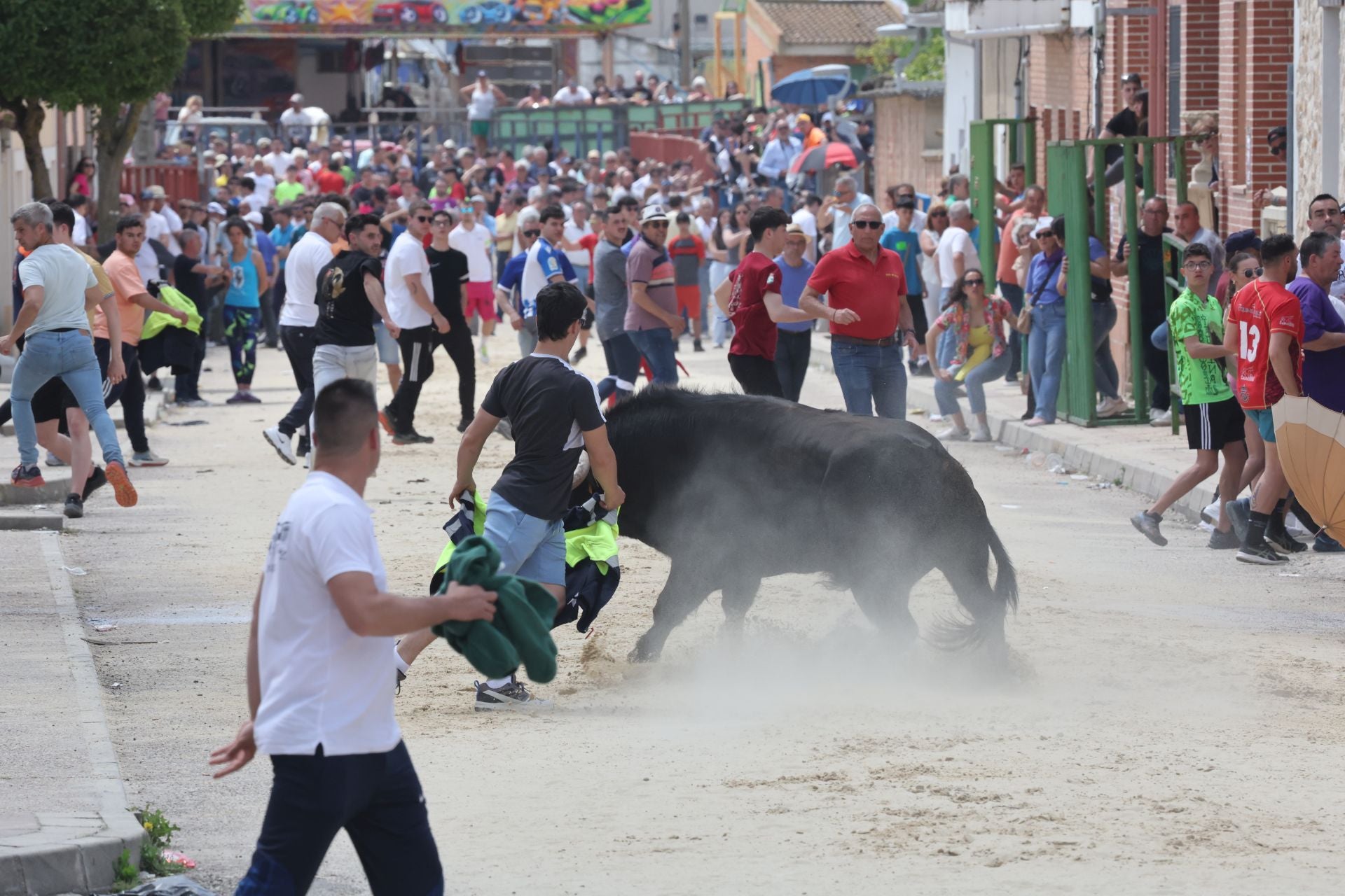 Encierro del domingo por la mañana en Valdestillas
