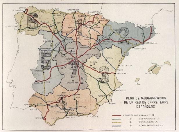 Mapa de carreteras de 1950.