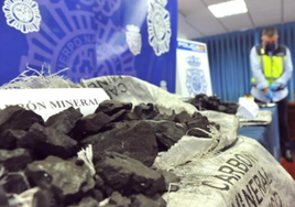 Sacos de carbón intervenidos durante la operación del 29 de abril de 2021 en Medina del Campo.