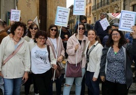Un momento de la protesta, en la Plaza Mayor.