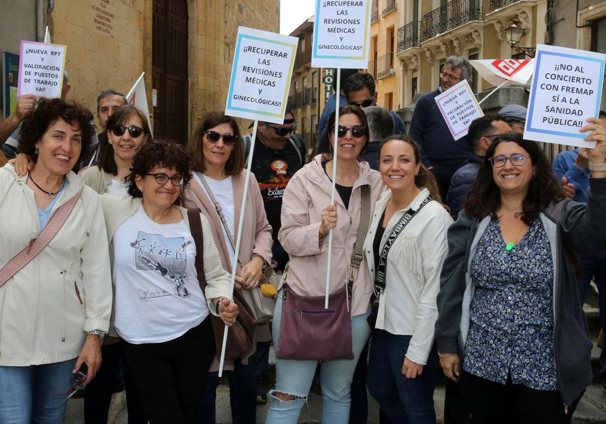 Un momento de la protesta, en la Plaza Mayor.