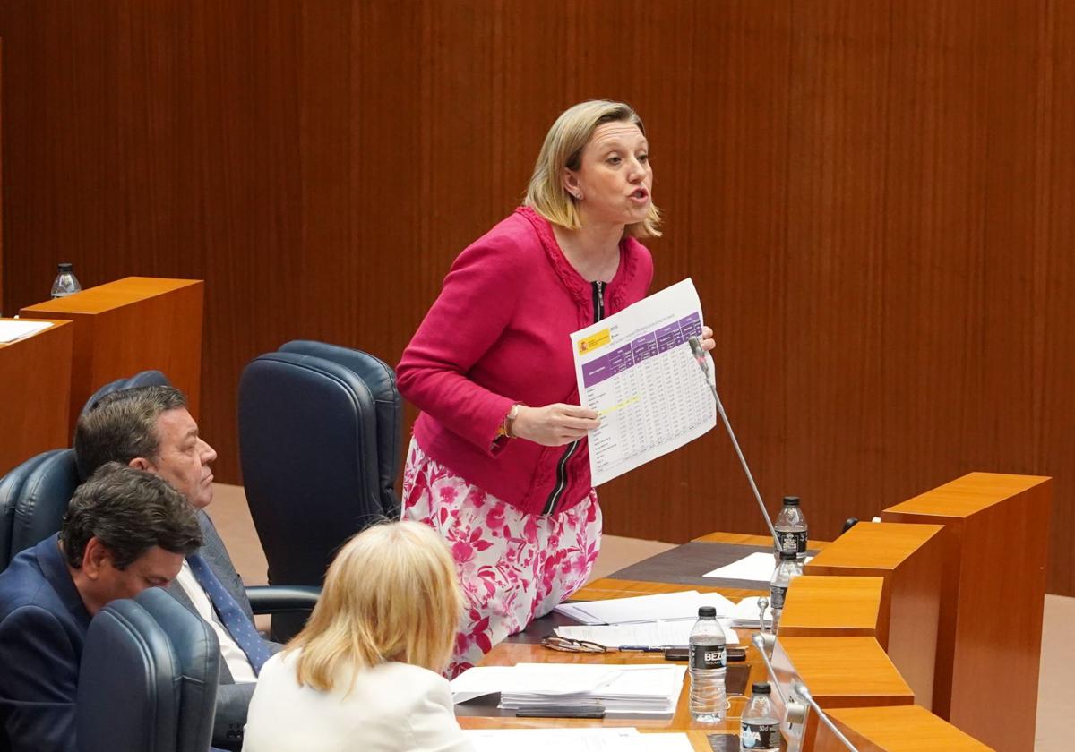 Isabel Blanco, en el pleno de las Cortes.