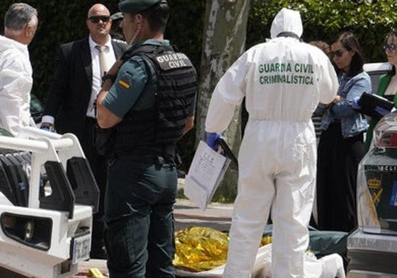 Efectivos de la Guardia Civil trabajan en el lugar del suceso.