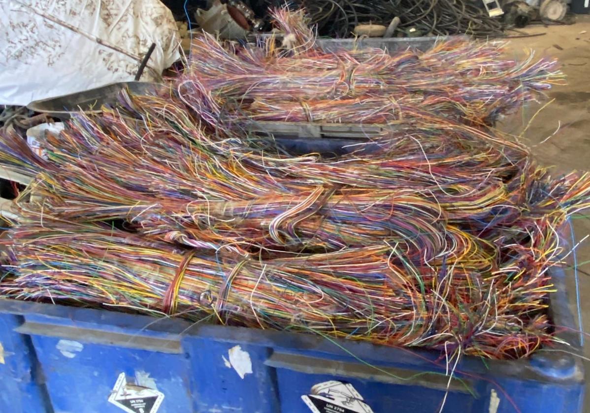 Cableado de cobre recuperado por la Guardia Civil.