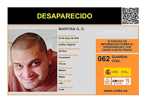 Cartel con información del hombre desaparecido en Cuéllar.