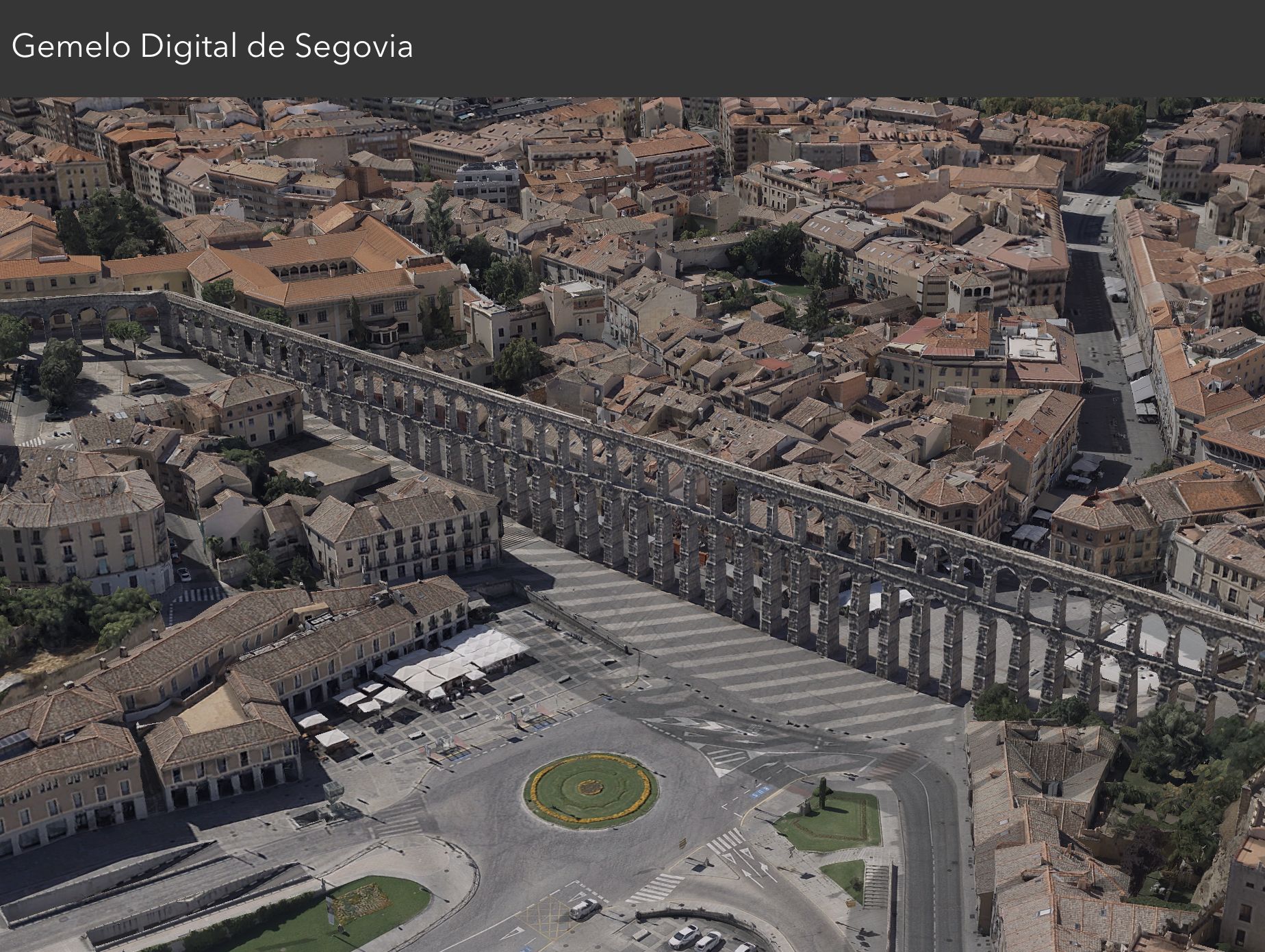 Vista del visor de sombras del Gemelo Digital de Segovia.