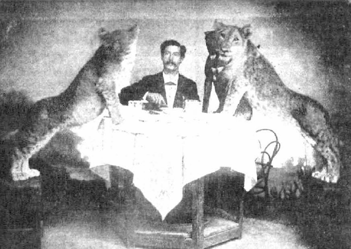 Imagen secundaria 1 - Arriba, el domador dando de comer a sus leones 'Conde' y 'Fortuny' en 1900. Abajo, una actuación en 1896 y Malleu en 1930, poco antes de fallecer en Valladolid. 
