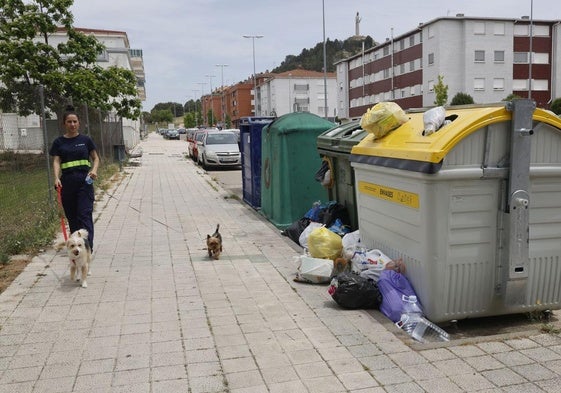 Contenedores de basura llenos en el barrio del Cristo.