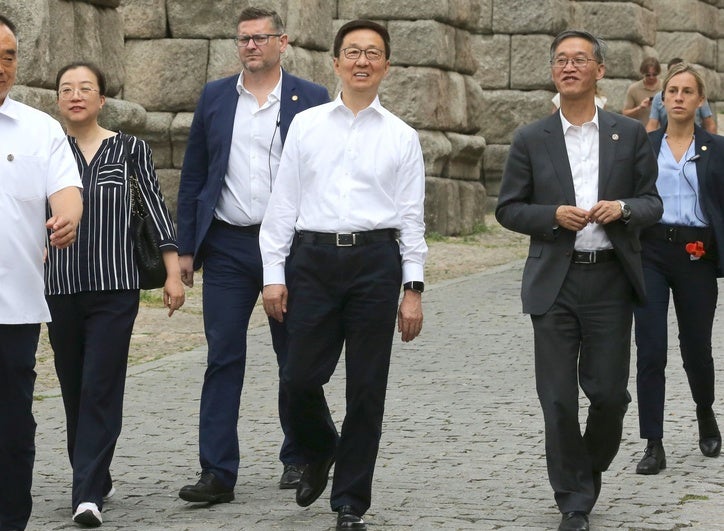 Han Zheng, vicepresidente de China, durante su visita de este miércoles a Segovia.