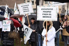 Movilización de la Confederación de Sindicatos Médicos (CESM) ante la Delegación del Gobierno en Castilla y León el pasado mes de febrero.