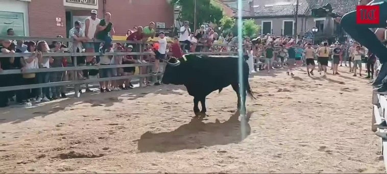 Cogida en el encierro de Medina