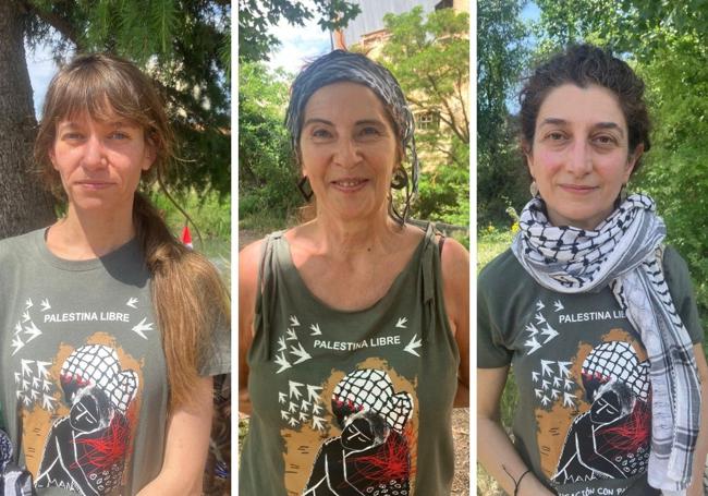 Olga Saldaña, María Jesús Izquierdo y Yasmin El-Asi Seco, en un momento de la marcha.