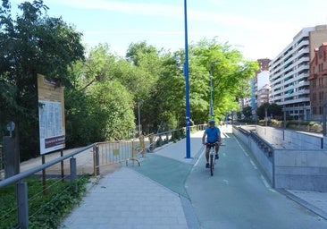 Obras del carril bici del paseo de Isabel la Católica, el pasado sábado.
