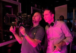 Pedro Estepa, a la derecha, durante el rodaje del cortometraje 'Sole'.
