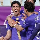 Ivi celebra un gol esta temporada con el Palencia Cristo Atlético.