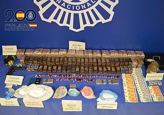 Sustancias y dinero intervenido por la Policía Nacional en Salamanca.