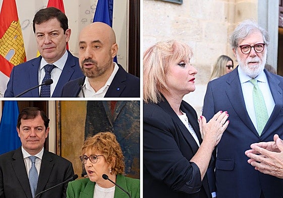 Los secretarios autonómicos de UGT y CC OO y el presidente de la patronal CEOE, en actos con Fernández Mañueco y la consejera Leticia García.