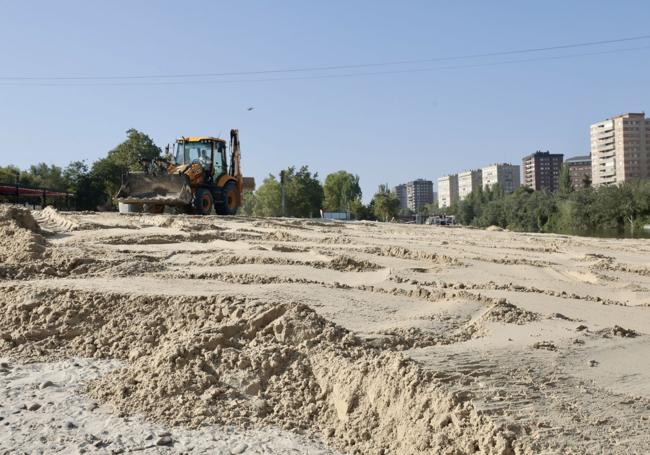 Reposición de arena en la playa de las Moreras en el año 2024.