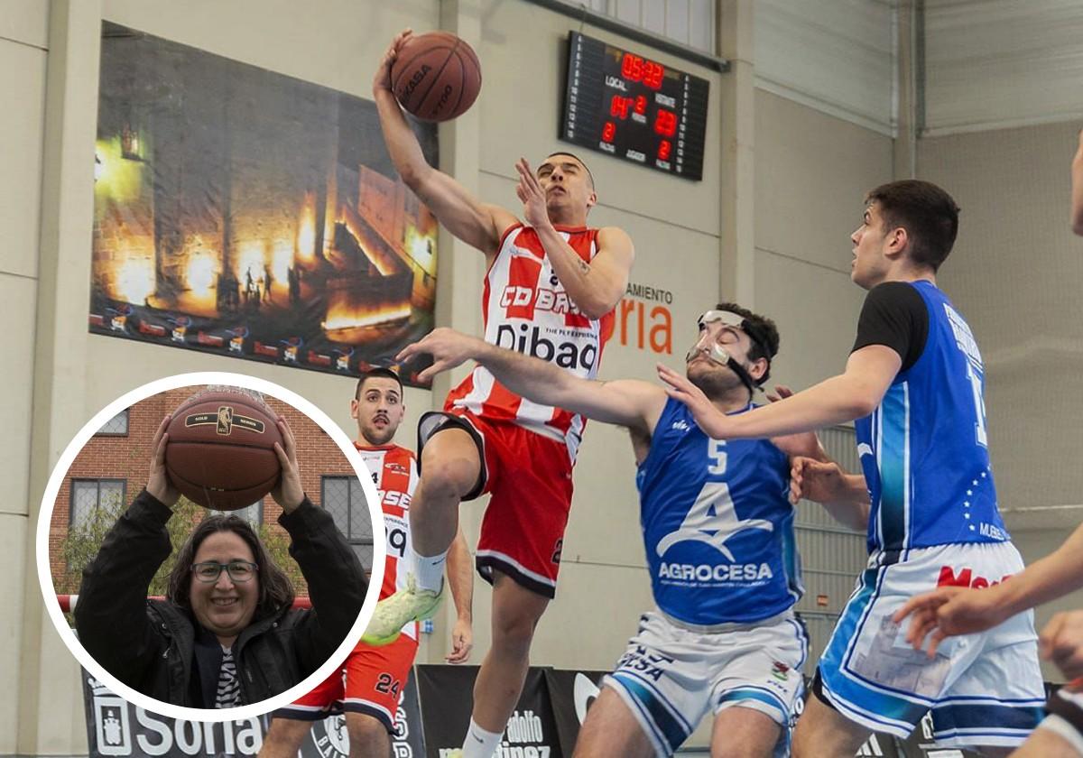 Partido de baloncesto del CD Base segoviano y la delegada de la Federación de Baloncesto de Castilla y León en Segovia.