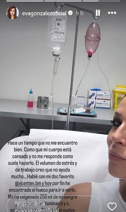 Eva González, en el hospital.