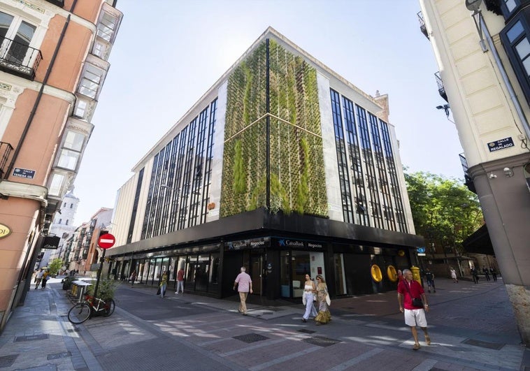 El jardín vertical del edificio de la esquina de Regalado con Teresa Gil.