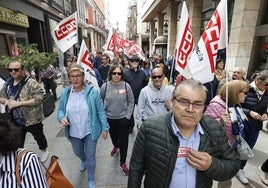 Manifestacion del Primero de Mayo por la Calle Mayor de Palencia.