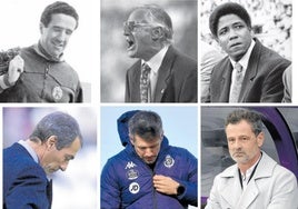 Arriba, de izquierda a derecha, Helenio Herrera, Vicente Cantatore y Pacho Maturana. En la fila de abajo, Pancho Ferraro, Paulo Pezzolano y Diego Cocca.