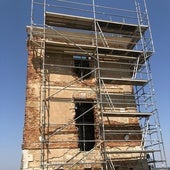 Obras de restauración de la torre.