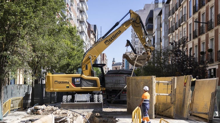 Estado de las obras en la calle Gamazo de Valladolid.