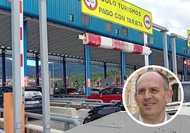 Peaje de la AP-6 en San Rafael y el diputado socialista José Luis Aceves.