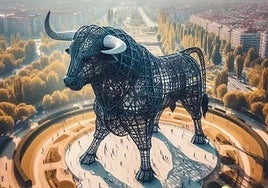 Recreación de la escultura del toro que ha hecho la Academia Española de Tauromaquia.