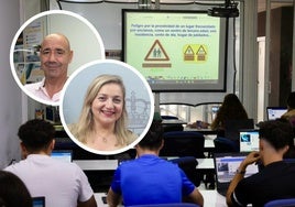 Varios alumnos durante una clase en la Autoescuela Joven de Valladolid.